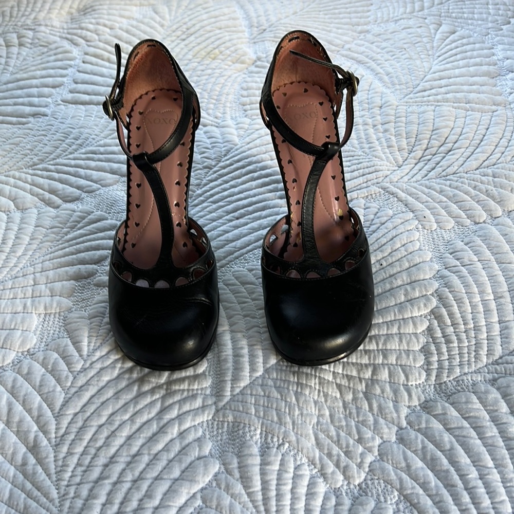 Black T-Strap Pumps